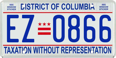 DC license plate EZ0866