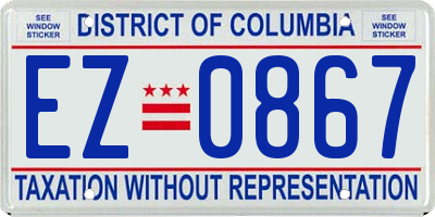 DC license plate EZ0867