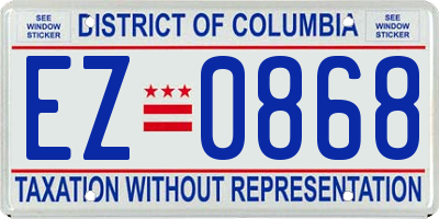 DC license plate EZ0868