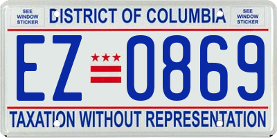 DC license plate EZ0869