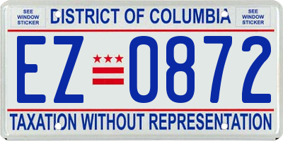 DC license plate EZ0872