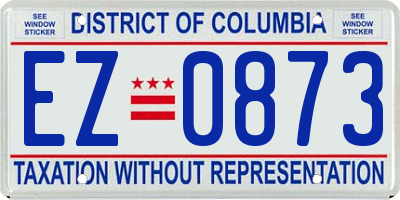 DC license plate EZ0873