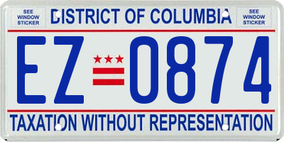 DC license plate EZ0874