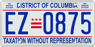 DC license plate EZ0875