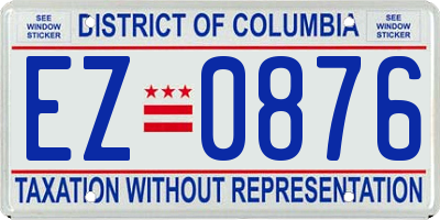 DC license plate EZ0876