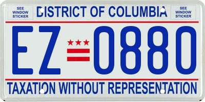 DC license plate EZ0880