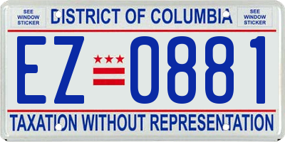 DC license plate EZ0881