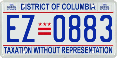 DC license plate EZ0883