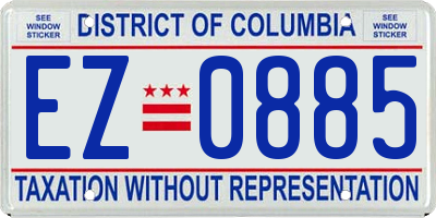 DC license plate EZ0885