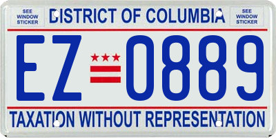 DC license plate EZ0889