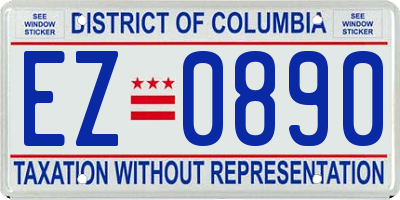 DC license plate EZ0890