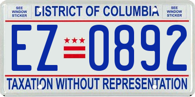 DC license plate EZ0892