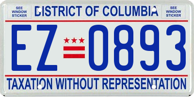 DC license plate EZ0893