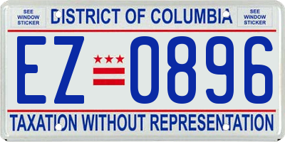 DC license plate EZ0896