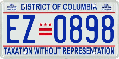 DC license plate EZ0898