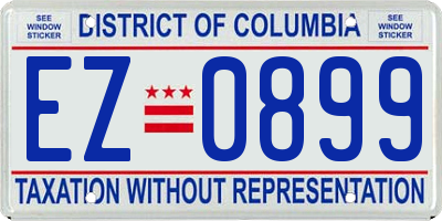 DC license plate EZ0899