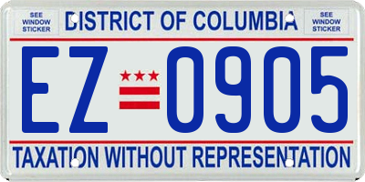 DC license plate EZ0905