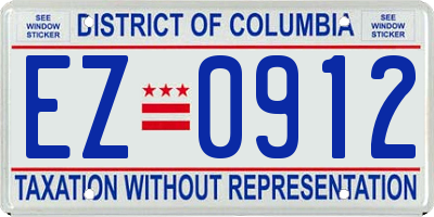 DC license plate EZ0912