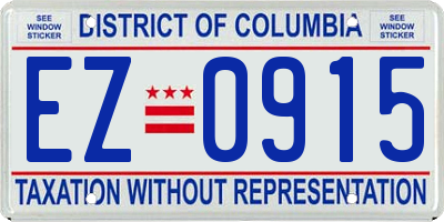 DC license plate EZ0915