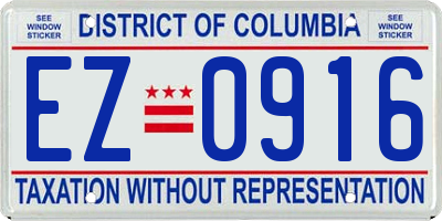 DC license plate EZ0916