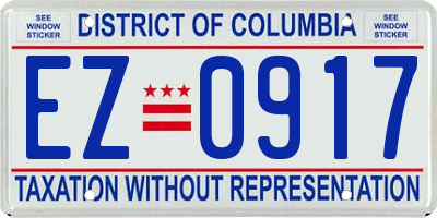 DC license plate EZ0917