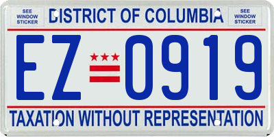 DC license plate EZ0919