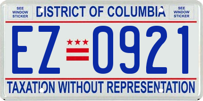 DC license plate EZ0921