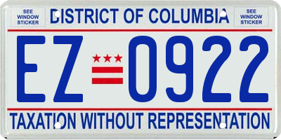 DC license plate EZ0922