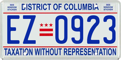 DC license plate EZ0923