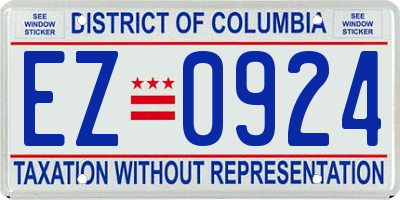 DC license plate EZ0924