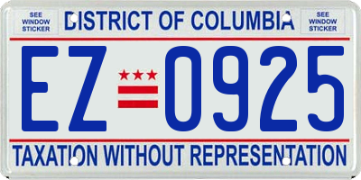 DC license plate EZ0925