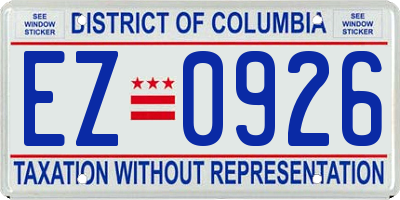 DC license plate EZ0926