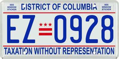 DC license plate EZ0928