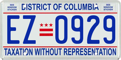 DC license plate EZ0929