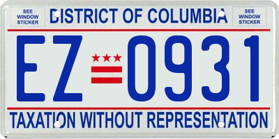 DC license plate EZ0931