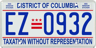 DC license plate EZ0932