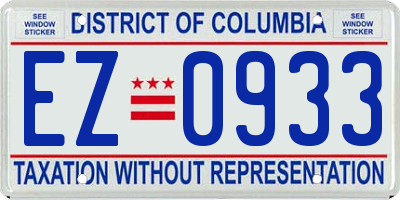 DC license plate EZ0933