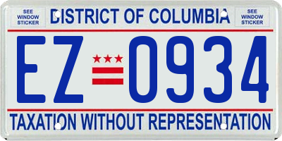 DC license plate EZ0934