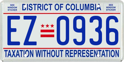 DC license plate EZ0936