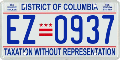 DC license plate EZ0937