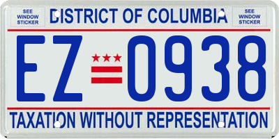 DC license plate EZ0938