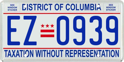 DC license plate EZ0939