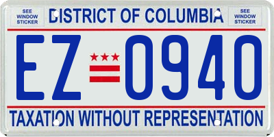 DC license plate EZ0940