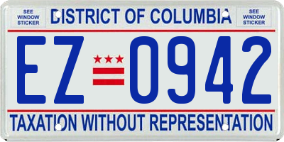 DC license plate EZ0942