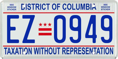 DC license plate EZ0949