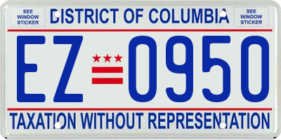 DC license plate EZ0950