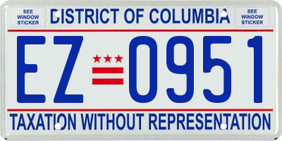 DC license plate EZ0951