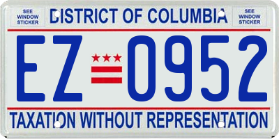 DC license plate EZ0952