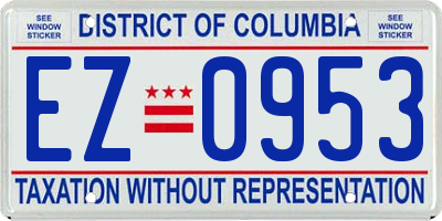 DC license plate EZ0953