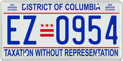 DC license plate EZ0954